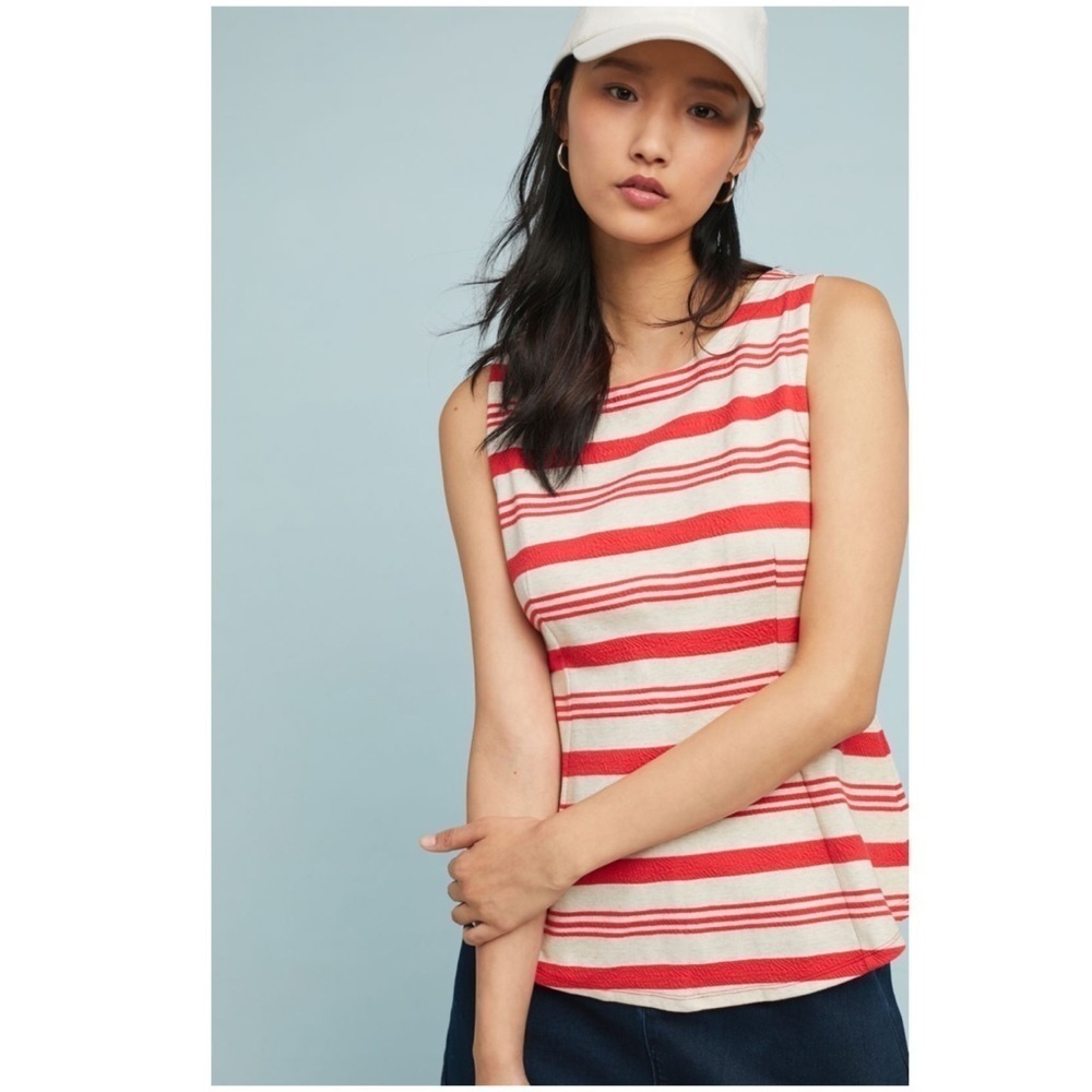 ANTHROPOLOGIE Mauritius Striped Top NWT Red XS New